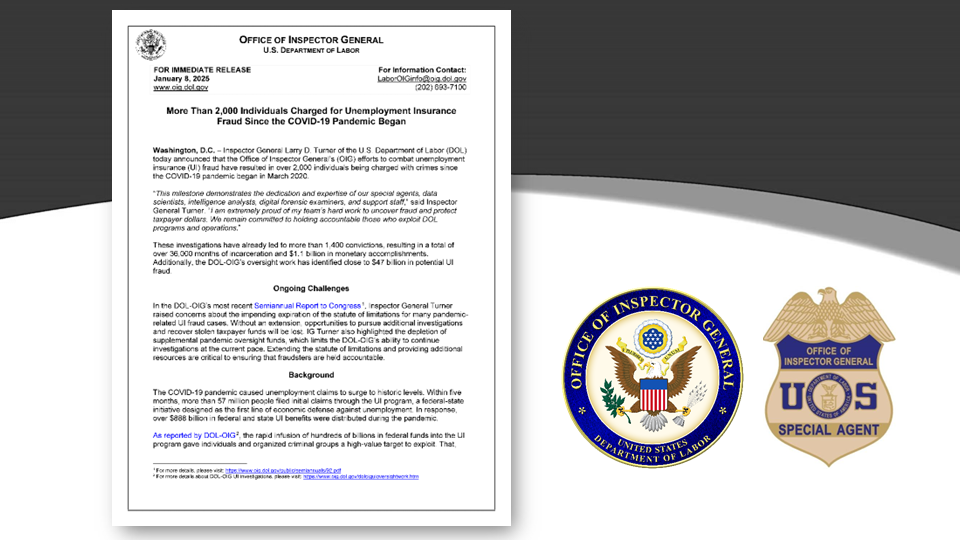 DOL-OIG Press Release January 8, 2025